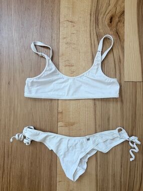 Wicked Weasel 365 White Sheer Vision Bikini Size Small Crop Top Scrunch Bottoms